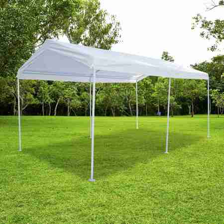 Impact Canopy Carport 10 FT 8In x 20 FT, 8 legs, Steel Pipes, White 070018003